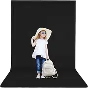 Black Backgrounds for Photography, 5 x 7 ft Polyester Chromakey Backdrop Cloth, Collapsible Solid Color Background for Photo Shooting, Streaming Live, Video Studio