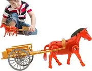Walking Horse Toy | Horse Carriage Desktop Decoration,Retro Electric Horse Carriage Toy, Shelf Horse-Drawn Ornament for Home, School, Nursery