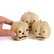 Group of 6 Small 2-1/8" Natural Paper Mache Jack O' Lanterns