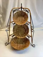 Princess House Casual Home 3-Tier Basket Set Pavillion Nested Bowls #2146 Rattan