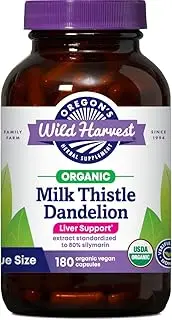Oregon's Wild Harvest Organic Non-GMO Milk Thistle Dandelion Capsules 180ct