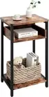 Side Table, 25 inch High End Small Bedside Table Rustic Brown + Black