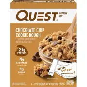 New QUEST Chocolate Chip Cookie Dough 20g Protein 4g Carbs Bar 8.5oz (1 Box)