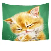Cute Tempting Ginger Cat Drawing Tapestry