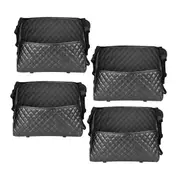 SOGA 4X Black Leather Car Storage Portable Hanging Organizer Backseat Multi-Purpose Interior Accessories Bag