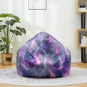 Morbuy Bean Bag Cover 3D Starry Sky Print Sofa Cover Lazy Lounger Bean Bag No Filler Detachable Washable Puff Sofa Lounge Recliner for Living Room, Children's Room (L,Lightning)