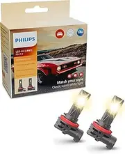 Philips Ultinon Classic LED car headlight bulb (H11), 3.500K warm white light, halogen color match, 80% more brightness*, Easy-fit LED bulb, set of 2
