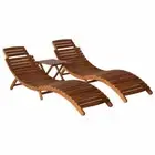 3 Piece Sunlounger with Tea Table Solid Wood Acacia vidaXL
