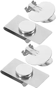 [WOFASHPURET] Magnetic Tie Clip Car Stickers Rod Support Fixed Buckle Tie Clip Magnet Tie Clip Bumper Stickers Covers Pole Bracket Magnetic Buckle Screws Steel Silver