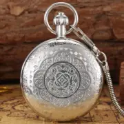 Men's Automatic Pocket Watch Silver Full Hunter Self Wind Fob Chain Collections