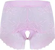 [GRRKDFQ] Women Lingerie See-Through Lace Open Crotch Underpants