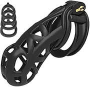 SM Chastity Cage 3D Penis Cage Chastity Cage Chastity Belt Man Penis Cage Cock Cage Set With 4 Sizes Cockring SM Bondage Chastity Sex Toys For Men(M)