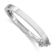 .925 Sterling Silver Rhodium Plated 4mm Polished Safety Hinged Child's Bangle 5"