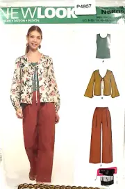 New Look Sewing Pattern 6608 Wide Leg Pants, Tank Top & Tie Front Jacket Sz 8-20