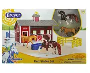 Breyer Horses Red Stable with Two Horses Stablemates 1:32 Scale 59197