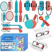 VoSinrly Nintendo Switch Sports Accessories 16 in 1 Nintendo Sports Accessories Bundle for Switch Sports Games,Family Accessories Kit for Switch/OLED Sports Games
