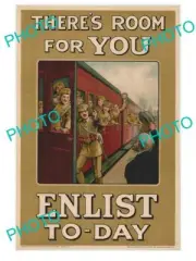 POSTCARD SIZE PHOTO OF WWI CANADA MILITARY POSTER THERE IS ROOM FOR YOU ENLIST