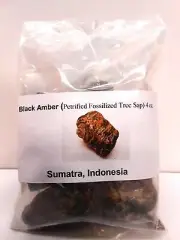 Rockhound's 1st Choice Black Amber Petrified fossilized Sumatra Tree sap 4oz.