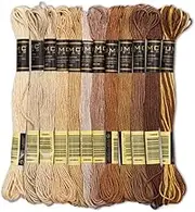 UMC STAG 12 Pieces Brown Tones | Premium Embroidery Thread | Egyptian Cotton Premium Skeins | Cross Stitch Embroidery Floss | Oeko TEX Certified Stranded Cotton (Brown Tones)