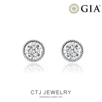 在飛比找momo購物網優惠-【CTJ】GIA 60分 D/I1 18K金 古典滾珠鑽石耳