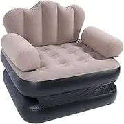 Thickened Flocked PVC Couch, Inflatable Sofa Mattress Portable Blow Up Sofa for Indoor and Outdoor Relaxation, Outlast and Comfortable Design