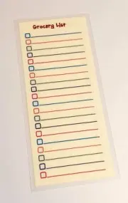 Grocery List Laminated Reusable Sheet