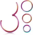4Pcs 16G 18G 20G Surgical-Steel-Piercing-Ring-Nose-Rings-Hinged-Hoop-Earrings,6M