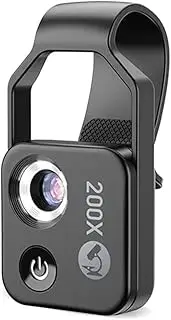 SUNCHSEN 200X Cell Phone Microscope Accessory with Lens, Portable Mini Digital Microscope with LED Light/Universal Clip