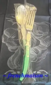 CLAUDE DOZORME Laguiole French Dinner Lunch SERVING FORK + SPOON Set Green New