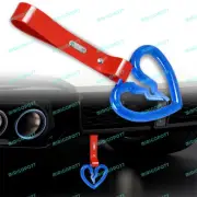 Car Accs JDM S Broken Heart TSURIKAWA Blue Crystal Ring Red PVC Handle Strap X1