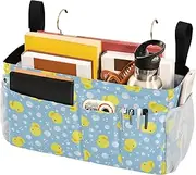 Bedside Caddy Bed Organizer Bag With Organizer Pockets for Home, College, Dorm, Bunk/Hospital Bed, Crib Bed Rails Cute Baby Rubber Ducks and Bubble