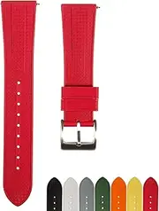 [Strapseeker] Grid Premium FKM Rubber Watch Bands - Fluoro Rubber Watch Straps - Quick-Release- 20mm, 22mm- Replacement Watch Strap for Men & Women