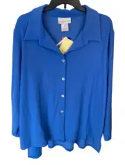 Susan Graver Style Button Up Shirt Blue Size 2X