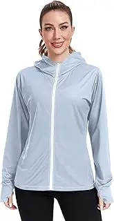 [GAIGEO] Light Steel Blue Rash Guard Women Swim Sun Shirts UV Protection Long Sleeve Hoodie SPF 50 S