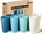 Wheat Straw Cups Set of 8, 20 Oz, Unbreakable & BPA Free, Dishwasher Safe