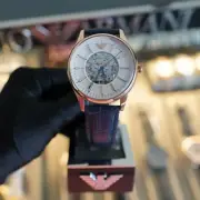 EMPORIO ARMANI Automatic Silver White Skeleton Dial Men's Watch AR1947