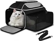 Petskd Top and Side Expandable Pet Carrier 19x13x9 Inches Southwest Allegiant Airlines Approved, Soft-Sided Carrier for Small Dog Under 12 lbs and Large Cat Under 15 lbs(Black)