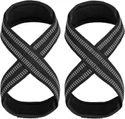 Figure 8 Lifting Strap, 1 Pair Weightlifting Straps, Non-Slip Figure 8 Lifting Strap with Cuffs Wrist for Adult