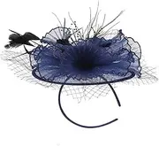 [Gogogmee] Tea Party Fascinator Hat Clip with Plume Versatile Headband Hair Accessory for Weddings Cocktail Parties and Festivals Elegant Design Fits Head