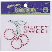 Dritz Iron-On Applique Rhinestuds Sweet Cherry Cherries, NEW