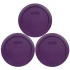 New Pyrex 7201-PC 4 Cup Round Purple Plastic Lid Covers 3PK for Glass Bowls