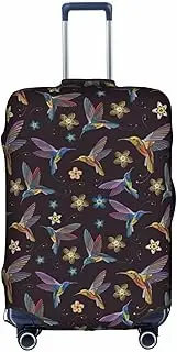 [pvinnk] Flower Hummingbirds Embroidery Print Protective Luggage Cover Elastic Washable Suitcase Travel Gear Protector, White, X-Large
