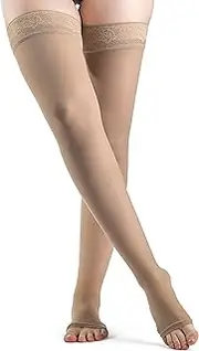 SIGVARIS Women’s Style Sheer 780 Open Toe Thigh-Highs w/Grip Top 20-30mmHg