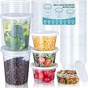 60 Pack Deli Containers with Lids, [8/16/32oz, each 20sets]Plastic Food Storage Containers Premium Plastic BPA-Free, Freezer Storage, Meal Prep Containers, Microwaveable & Dishwasher Safe
