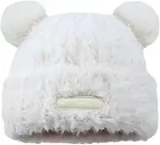 [KUYYFDS] Bear Ears Bear Hat Women Cute Winter Hats with Bear Ears Fashionable Fluffy Hat Fuzzy Warm Hat Faux Fur Plush Hat for Outdoor Activities Winter Gift