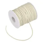 Faux Suede Leather Cord, 50 Yards 2.6mm Flat Suede Leather Lace [Cream White]