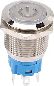 Baluue Sturdy Plastic Stainless Steel Waterproof Push Button 12v Momentary Auto-Reset 19mm Start Button for Car Boat Led Light Ignition