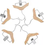 HOOTNEE 5pcs Mini Wooden Clothes Hangers with Clip for Clothing Organization Smooth Surface Safe Finish for Closet Material