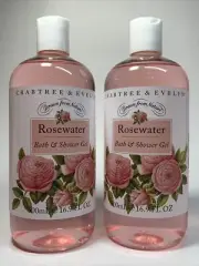 Crabtree & Evelyn Rosewater Bath & Shower Gel 16.9 fl oz ~Lot of 2~ New