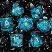 Blue 7Pcs DND Dice Polyhedral for Dungeon and Dragons RPG Game Dices Set Resin